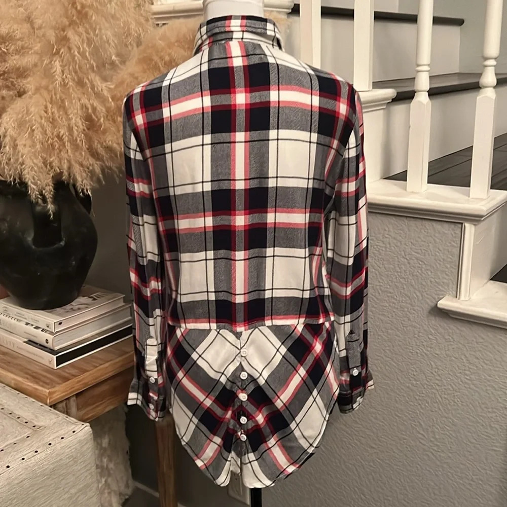 Beach Lunch Lounge Collection Plaid Shirt Long Sleeve Women Size XS - Picture 4 of 7